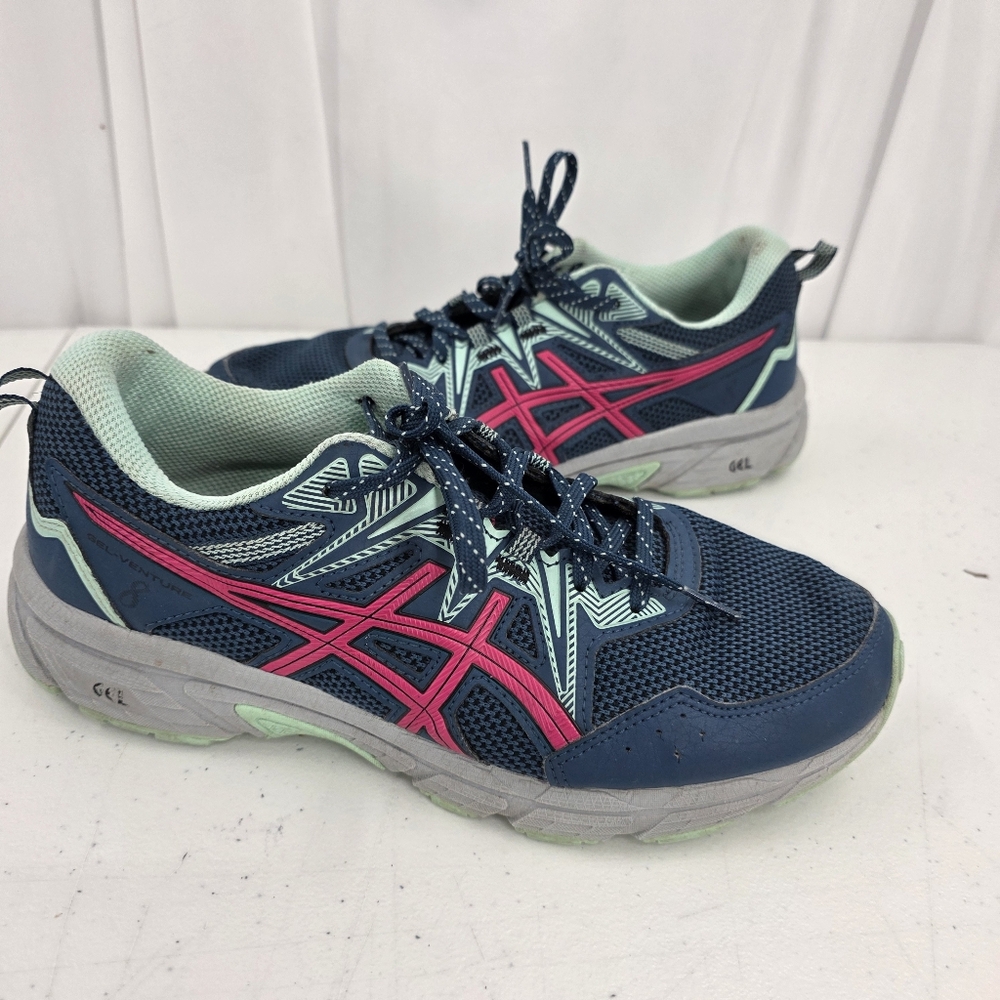Asics Gel Venture 8 1012B231‎ Running Sneakers Blue Pink Green Women's Sz 9.5 W.